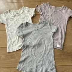 半袖肌着3枚セット 110cm ホワイト 水色 薄紫