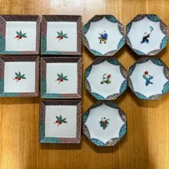 九谷焼　青郊窯　赤かぶ　唐子絵変わり　4号皿・4.5号皿　小皿　角皿　取り分け皿のサムネイル