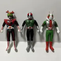 昭和レトロ　仮面ライダー　ソフビ　バンダイ　1989年　3体セット