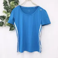 美品✨ アディダス スポーツ Tシャツ ブルー メッシュ 半袖 トレーニング 青