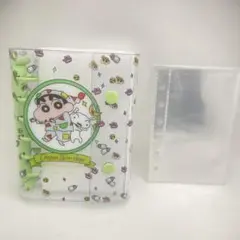 クレヨンしんちゃん　シール帳 A7 6穴 リフィル10枚　クリアバインダー　緑