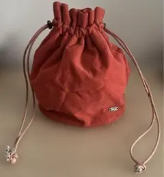 WHO’S WHO Chico 巾着バッグ　コーデュロイ 朱色　年代物