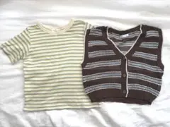 夏服セット　Helm Dear my dear しまむら　サマーニット　ボーダーのサムネイル
