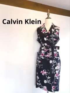 【極美品】Calvin Klein 花柄ワンピース 879
