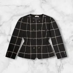 【80s Archive】日本製 チェックジャケット ダブルボタン くびれ M