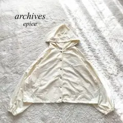 M4【アルシーヴエピス】ナイロンジャケット　アイボリー　フード　M カジュアル