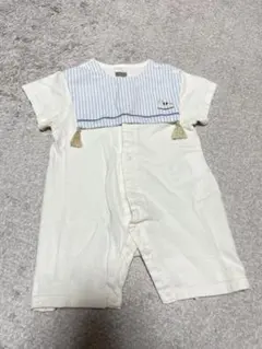 アイボリー ストライプ襟ロンパース 50-60cm