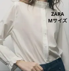 ZARA ザラ フリルシャツ ブラウス ホワイト コットン