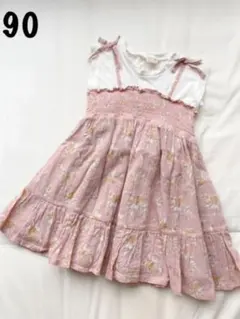 プティマイン☆ドッキングティアードワンピース 90