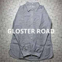【美品】GLOSTER ROAD　付襟付きストライプシャツ　ホワイト　ブルー　Mのサムネイル