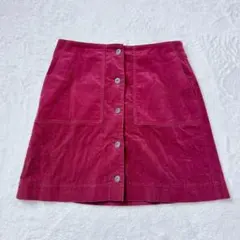 【美品】UNIQLO　ユニクロ　コーデュロイフロントボタンミニスカート　ボルドー
