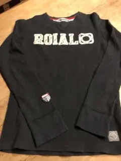 ROIAL ロゴ入り黒長袖カットソー メンズＳ