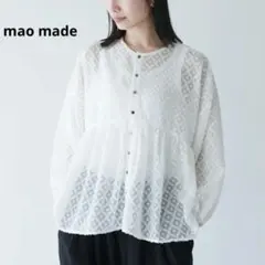 マオメイド 2WAY シアーブラウス シャツ 透け感 ふんわり ゆったり 白のサムネイル