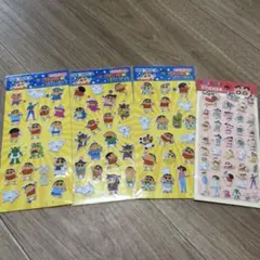 【セリア】クレヨンしんちゃん シールがいっぱい ぷっくりステッカー　４点セット
