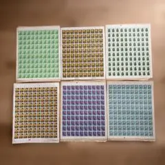 使用済み切手　100枚シート6種＋おまけ　平成1年消印