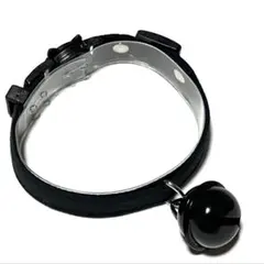 626 ハンドメイド 無地ブラック鈴付き 猫ちゃんの首輪