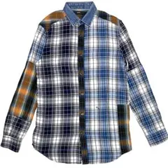 着用1回 DIESEL 切り替え チェック マルチカラー シャツ