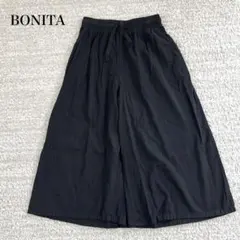 ボニータ ガウチョパンツ リネン ワイド ウエストゴム ゆったり ベーシック