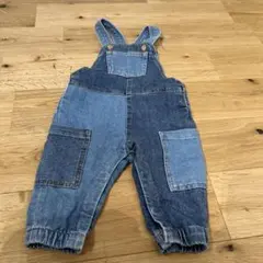 H&Mデニムパッチワークオーバーオール 74cm