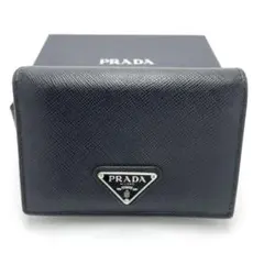 【美品】PRADA プラダ サフィアーノ 二つ折り財布 1MV021 ブラック