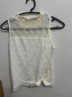 花柄 レース タンクトップ インナー アイボリー 白
