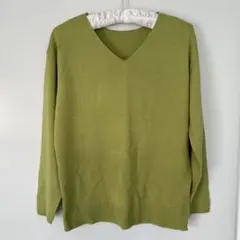 AZUL by moussy オリーブグリーン Vネック ニット M