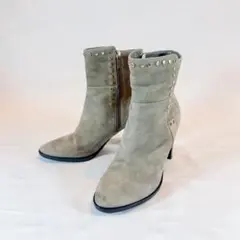 JIMMY CHOO スタッズ スエード ショートブーツ 39.5 グレージュ