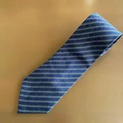 ダンヒル　シルク　青系ストライプ　ネクタイ