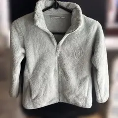 フリースジャケット 120cm ライトグレー・ダークグリーン