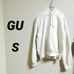 【GU ジーユー】 スウェット プルパーカー M ホワイト 裏起毛 S 秋冬