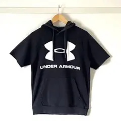 【今だけお得・良品】アンダーアーマー ライバルフリース 半袖パーカー M 黒