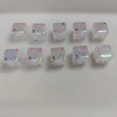 ロゴ入りビーズ 10個セット　クリアスクエア