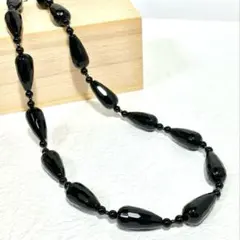しずく形・多面カットのオニキスネックレス　47cm