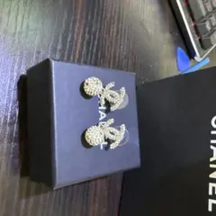 CHANEL ラインストーンCCココマーク クリスタルドロップピアス