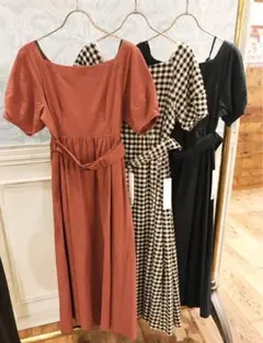 ランタンスリーブ ロングワンピース