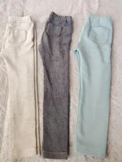 ユニクロ長ズボン3点セット（アイボリー・グレー・ミント）