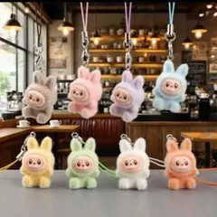 labubu 8点セット 可愛い ラブブぬいぐるみキーホルダー キーリング