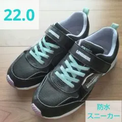 22cm ラブラッシュ 防水スニーカー ブラック スーパースター 女の子 黒