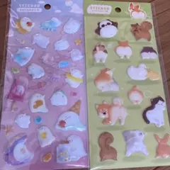セリア　ぷくぷくシール、ゆめかわ、どうぶつおしり