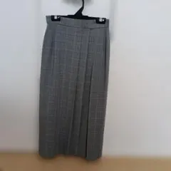 グレー チェック柄 プリーツロングスカート