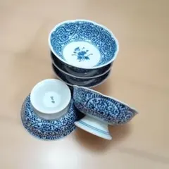 美濃焼　愛陶窯　蛸唐草　タコ唐草　高台小鉢5客セット