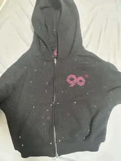 9090girl Logo Glitter Light Zip Hoodie