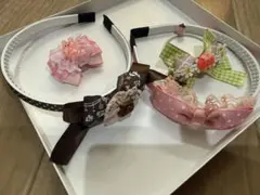 カチューシャ　ゴム　クリップ　セット 4点 花柄 リボン　ハンドメイド