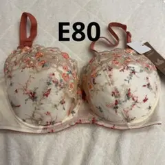 WACOAL E80 花柄刺繍 ブラジャー クリーム色