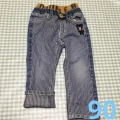 DOUBLE.B ストライプパンツ クマ刺繍　90