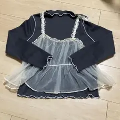 フリル付きネイビーカットソー 130サイズ