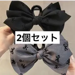 2個セット　リボン柄　ヘアクリップ　バンスクリップ　ヘアアクセサリー 髪留め