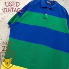 ☆US古着☆【ポロ ラルフローレン ポロシャツ】マルチボーダー メンズ2XL