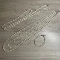 パール風ネックレス、ブレスレットの3点まとめ売り