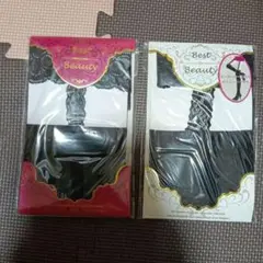 ブラック ストッキング ガーターレース付き М～Ｌサイズ　2足